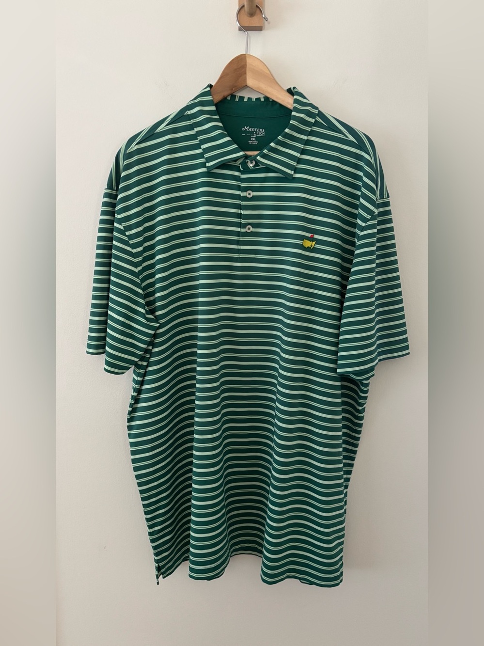 Masters Tech Men's XXL Golf Polo GreenStriped Short Sleeve Masters
Logo